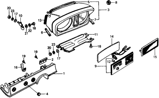 1977 Honda Civic 5 Door ** KL HMT Switch Panel - Meter Housing Diagram