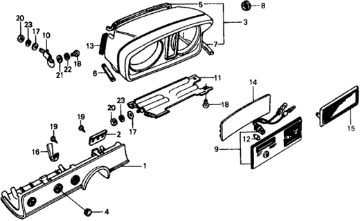 1977 Honda Civic Switch Panel - Meter Housing Diagram