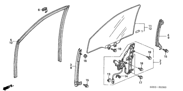 2002 Honda Civic Channel, Right Front Door Run Diagram for 72235-S5S-E01