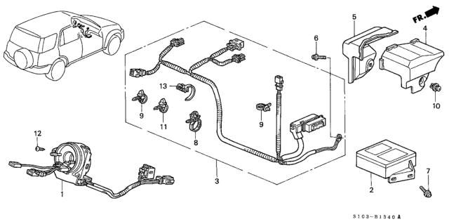 2000 Honda CR-V SRS Unit Diagram