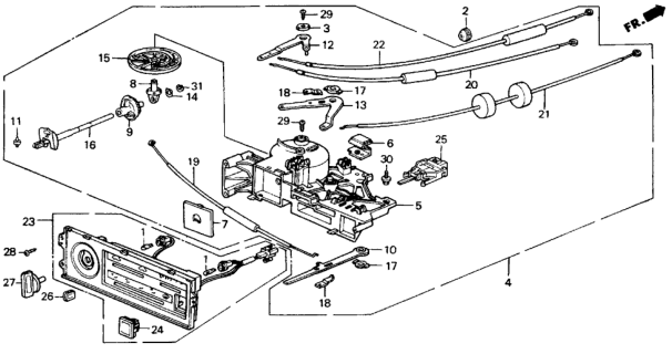 1991 Honda Civic Base, Heater Control Diagram for 79511-SH3-000