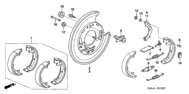 2006 Honda CR-V Parking Brake Shoe Diagram