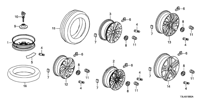 2013 Honda Accord Wheel, Disk Al 18X Diagram for 42700-T2A-A82