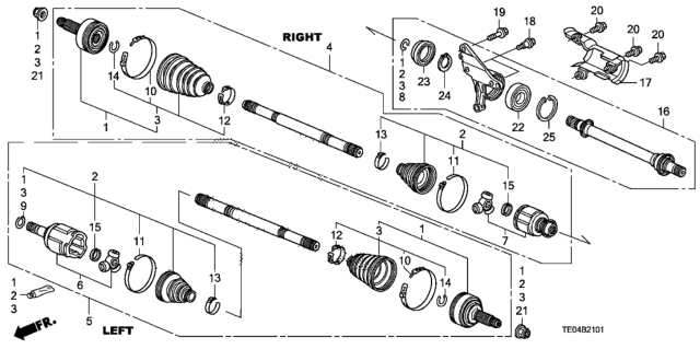 2008 Honda Accord Seal, Half Shaft (Outer) (Nok) Diagram for 91260-SEP-A01