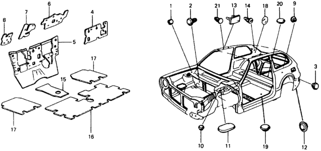 1977 Honda Civic Insulator B, R. Dashboard (Upper) Diagram for 65847-634-674