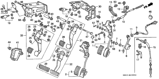 1993 Honda Accord 4 Door LX (ANNIVERSARY EDITION) KA 4AT Pedal Diagram