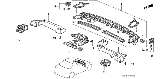 1998 Honda Civic Outlet Assy., Passenger *NH264L* (CLASSY GRAY) Diagram for 77645-S04-Y01ZB