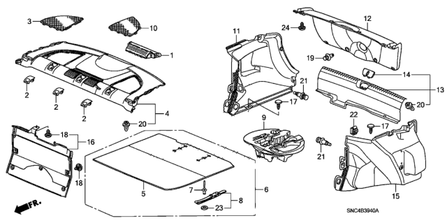 2010 Honda Civic Lining Assy., FR. Trunk *NH554L* (STONE GRAY) Diagram for 84681-SNC-A02ZA