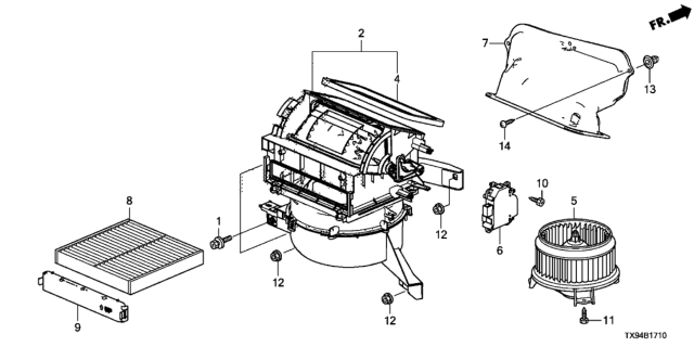 2014 Honda Fit EV Motor Assembly, With F Diagram for 79310-TX9-A01