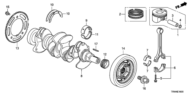 2021 Honda Clarity Plug-In Hybrid Crankshaft - Piston Diagram