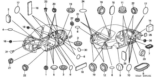 2001 Honda Civic Grommet Diagram