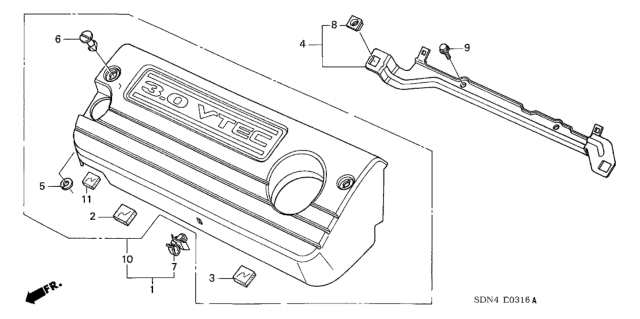 2005 Honda Accord Stay Assy., Engine Cover Diagram for 17147-RCA-A00