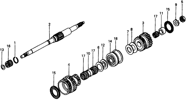 1975 Honda Civic 2 Door ** (1500) KA HMT HMT Mainshaft Diagram