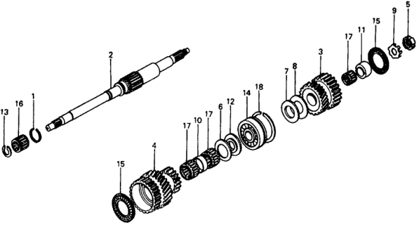 1977 Honda Civic HMT Mainshaft Diagram