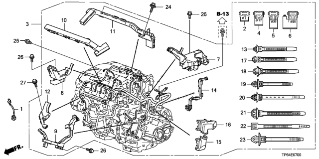 2011 Honda Crosstour Engine Wire Harness (V6) Diagram
