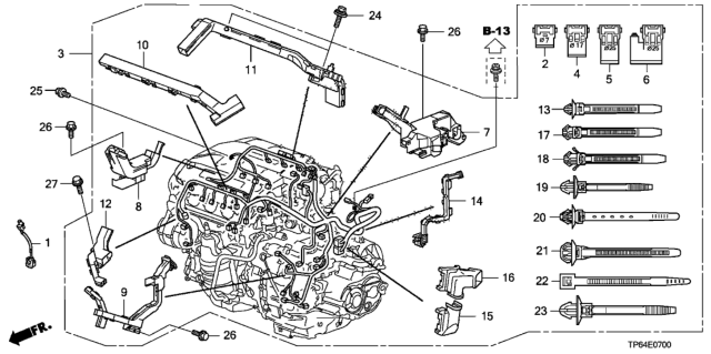 2010 Honda Crosstour Engine Wire Harness (V6) Diagram