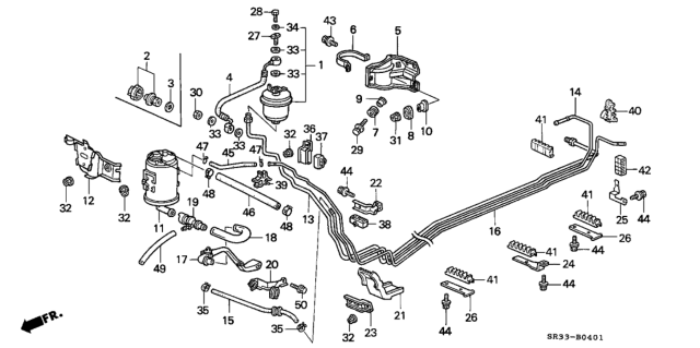1995 Honda Civic Hose, Pressure Regulator Return Diagram for 17723-SR0-C30