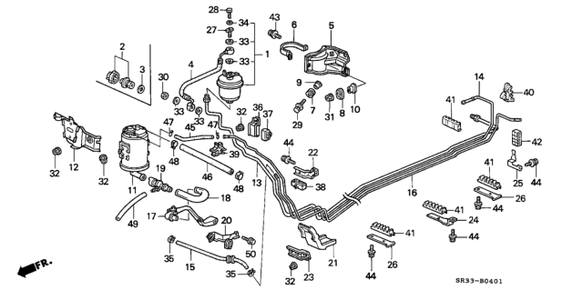 1995 Honda Civic Clamp, Return Hose Diagram for 17749-SR3-J82