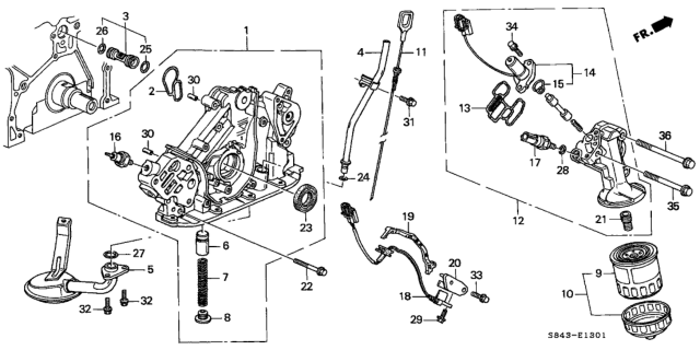 2002 Honda Accord Oil Pump - Oil Strainer (V6) Diagram