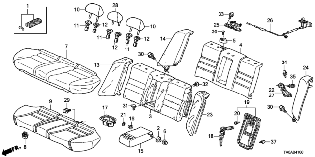 2012 Honda Accord Pad & Frame, Driver Side Seat-Back Side Diagram for 82557-TA5-A01