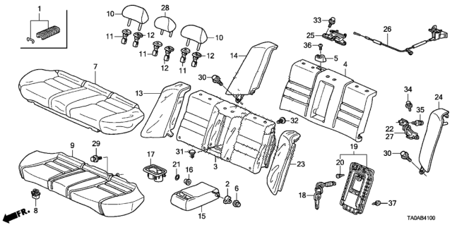 2012 Honda Accord Cover, Right Rear Seat-Back Side Trim (Graphite Black) (Leather) Diagram for 82151-TA6-A72ZA