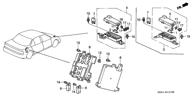 1993 Honda Accord Box Assembly, Abs Fuse Diagram for 38230-SM4-921