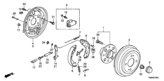 2012 Honda Insight Plate, Left Rear Brake Backing Diagram for 43120-TK6-A01