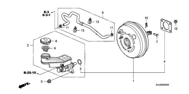 2009 Honda Odyssey 5 Door EXL-T (PAX) KA 5AT Brake Master Cylinder  - Master Power Diagram