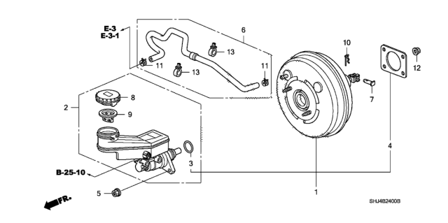 2009 Honda Odyssey Brake Master Cylinder  - Master Power Diagram