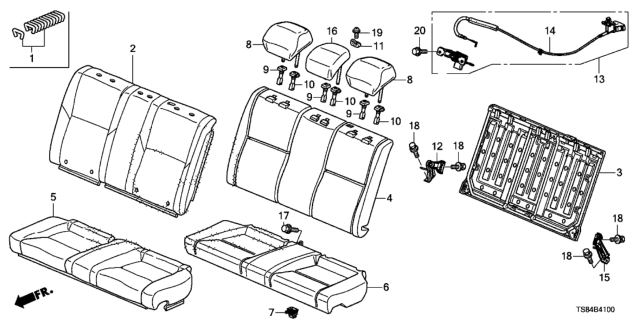 2012 Honda Civic Headrest Assy., RR. *NH686L* (WARM GRAY) Diagram for 82140-TS8-A01ZA