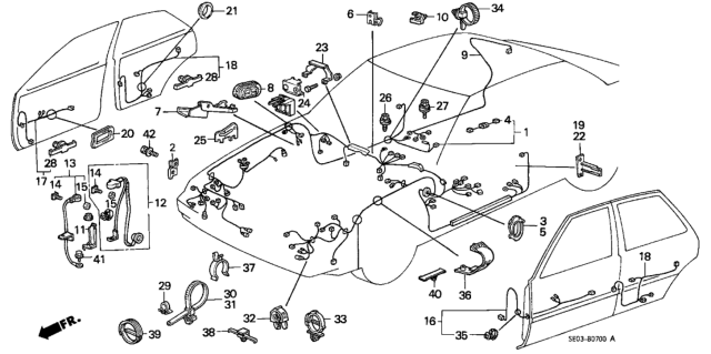 1986 Honda Accord Clamp, Wire Harness Diagram for 32108-SE0-000