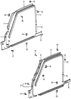 1985 Honda Accord 3 Door S KL 5MT Door Trim Diagram