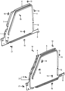 1985 Honda Accord Garnish, R. Side *YR82L* (ARK TAN) Diagram for 73821-SA5-000ZT