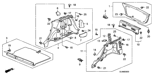 2007 Honda Fit 5 Door BASE KA 5MT Side Lining - Tailgate Lining Diagram