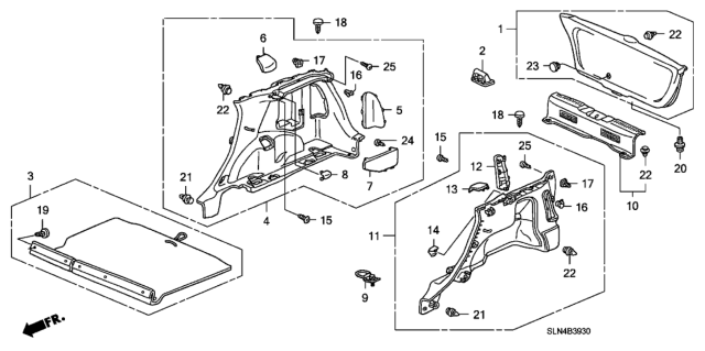 2007 Honda Fit Side Lining - Tailgate Lining Diagram