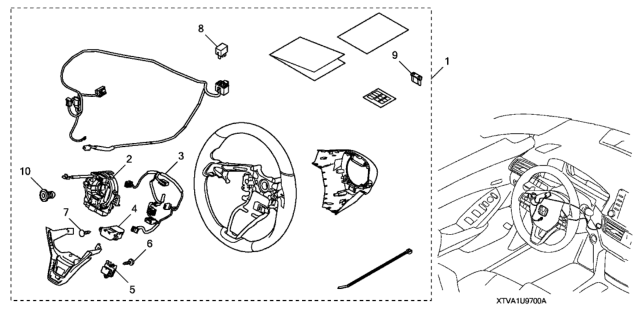 2018 Honda Accord Sub-Wire, Cable Reel Diagram for 77901-TVA-D20