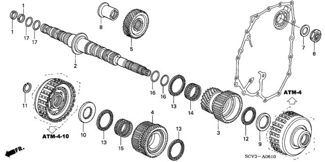 2004 Honda Element AT Secondary Shaft Diagram