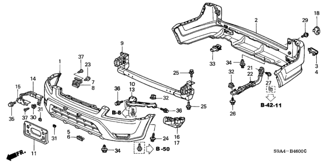 2002 Honda CR-V Reflector Assy., L. RR. Diagram for 33555-S9A-003