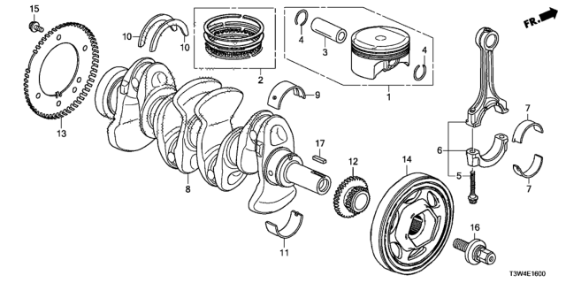 2017 Honda Accord Hybrid Piston Set (0.25 Osz Diagram for 13020-5K1-A00