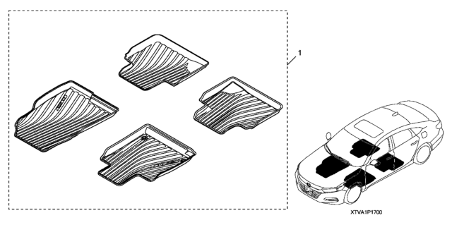 2021 Honda Accord 4 Door 20TRNG (2.0 TOURING) KA XAT All Season Floor Mat Diagram