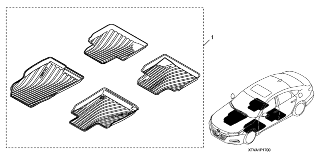 2018 Honda Accord All Season Floor Mat Diagram