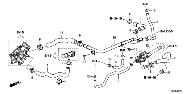 2018 Honda Clarity Plug-In Hybrid Pipe Comp, Heater Diagram for 19560-5WJ-A00