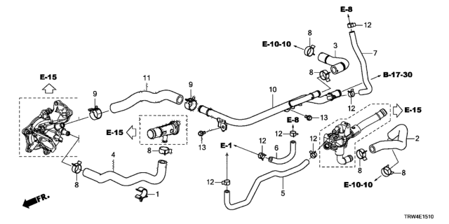 2018 Honda Clarity Plug-In Hybrid Hose, EGR Cooler Out Diagram for 19432-5WJ-A00