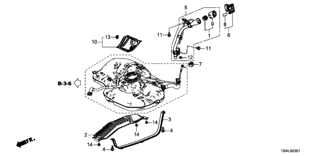 2020 Honda Civic 4 Door EX (LEATHER/TURBO) KL CVT Fuel Tank Guard - Fuel Filler Pipe Diagram