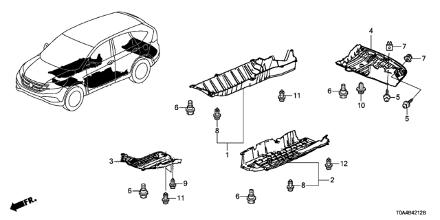 2016 Honda CR-V Cover, L. Middle Floor Diagram for 74614-T0G-A01