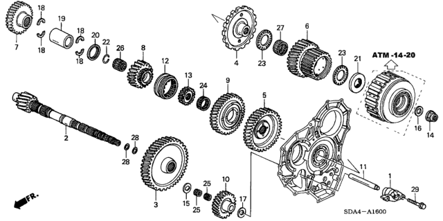 2006 Honda Accord AT Countershaft (V6) Diagram