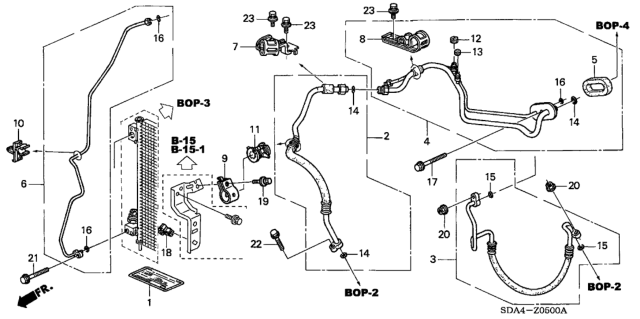 2003 Honda Accord A/C Hoses - Pipes Diagram