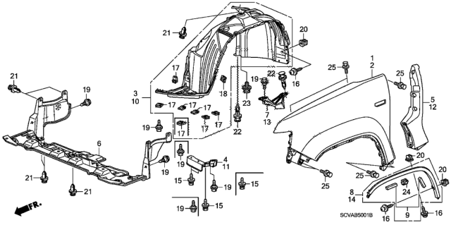 2009 Honda Element Protector, L. FR. Wheel Arch *NH731P* (CRYSTAL BLACK PEARL) Diagram for 74165-SCV-A80ZD