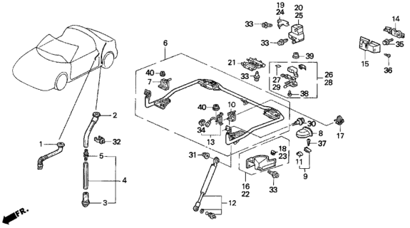 1996 Honda Del Sol Roof Holder Diagram