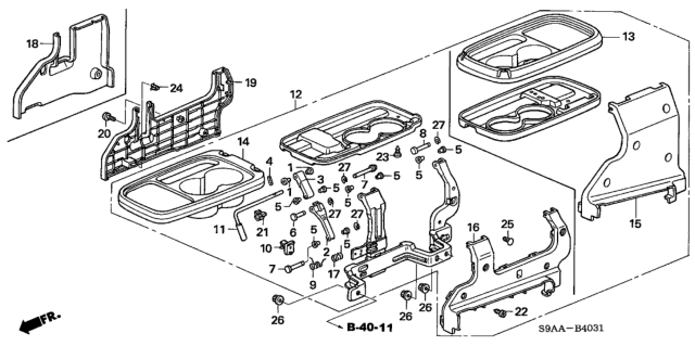 2006 Honda CR-V Cover, L. Center Table (Outer)*NH167L* (GRAPHITE BLACK) Diagram for 81691-S9A-A01ZA